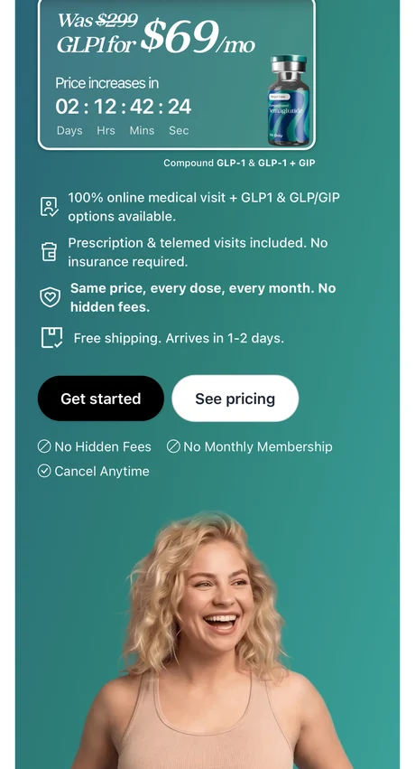 A bargain GLP-1 checkout page with a countdown timer
