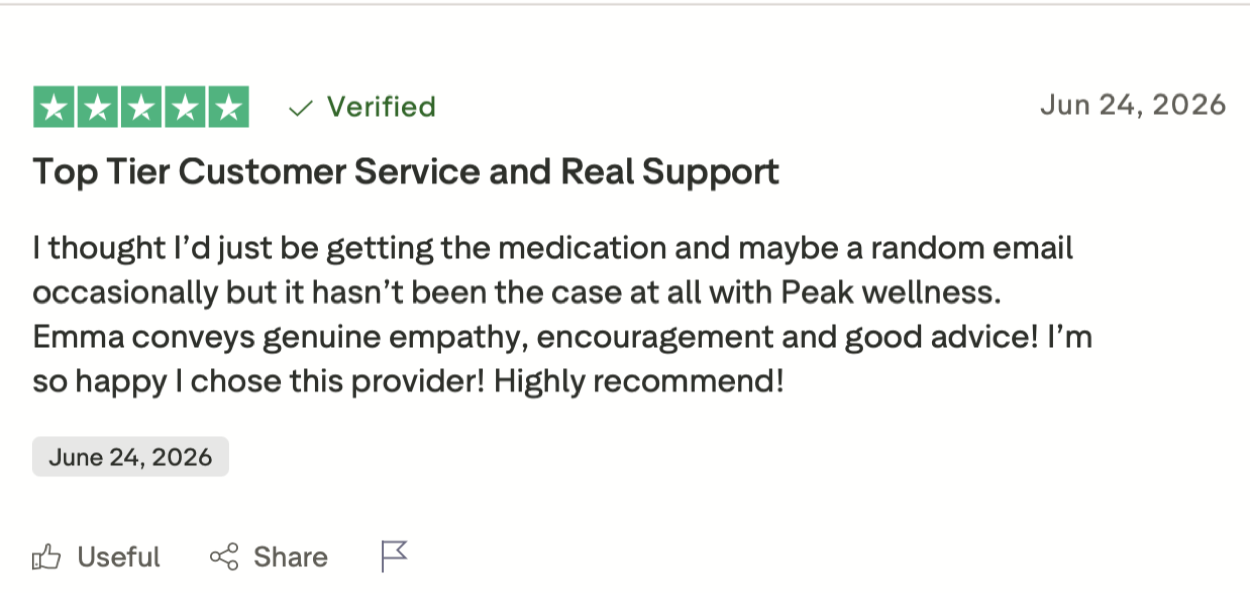 Customer post about Peak Wellness